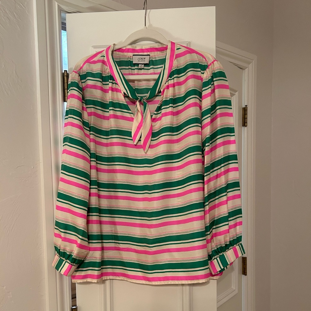 J. Crew Collection Silk Blouse with Tie Neck